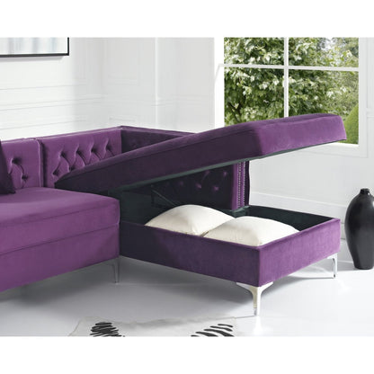 Giovanni Velvet Chaise Sectional Sofa with Storage