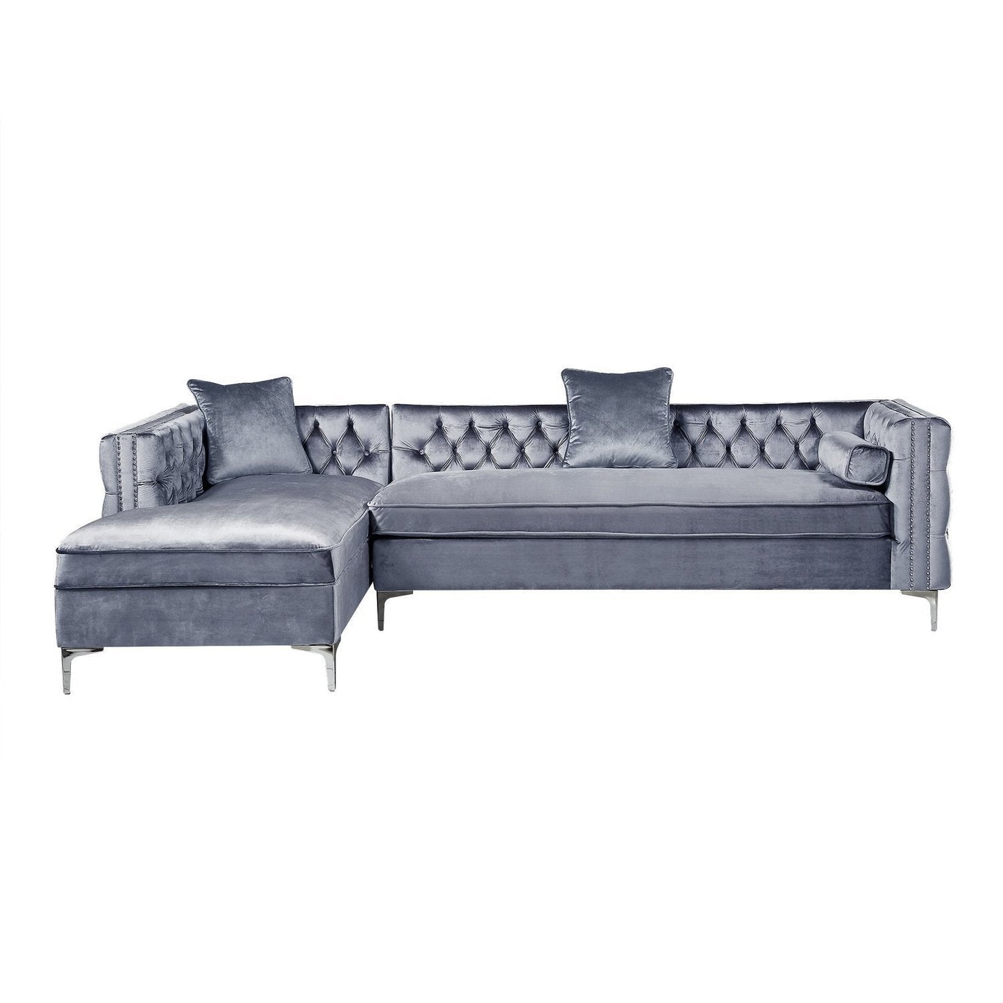 Giovanni Velvet Chaise Sectional Sofa with Storage