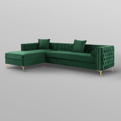 Giovanni Velvet Chaise Sectional Sofa with Storage