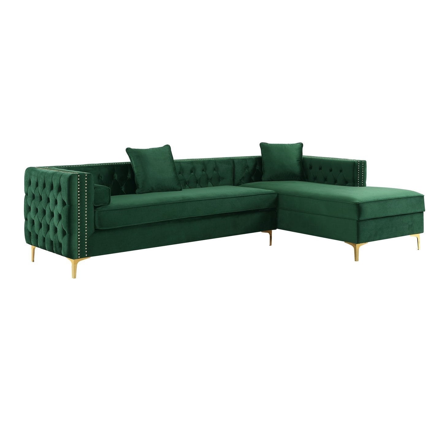 Giovanni Velvet Chaise Sectional Sofa with Storage