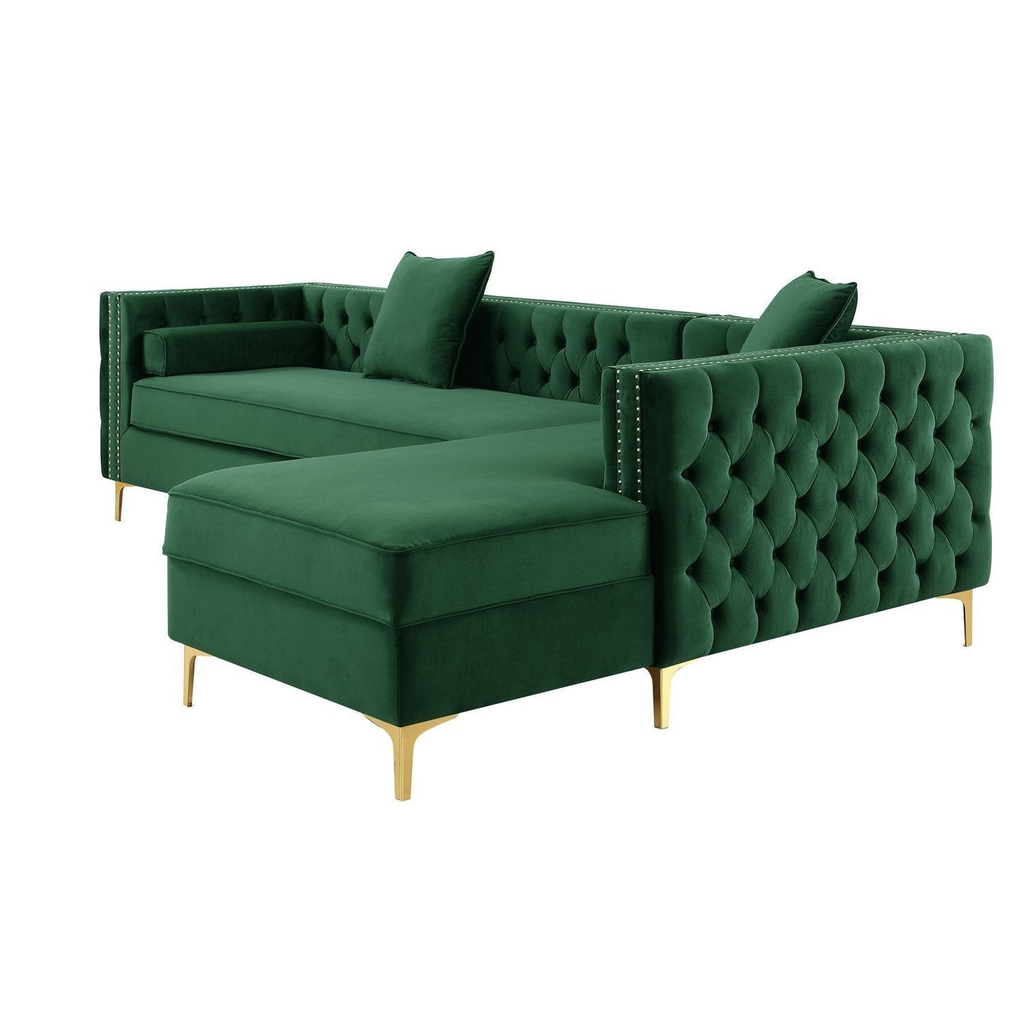 Giovanni Velvet Chaise Sectional Sofa with Storage