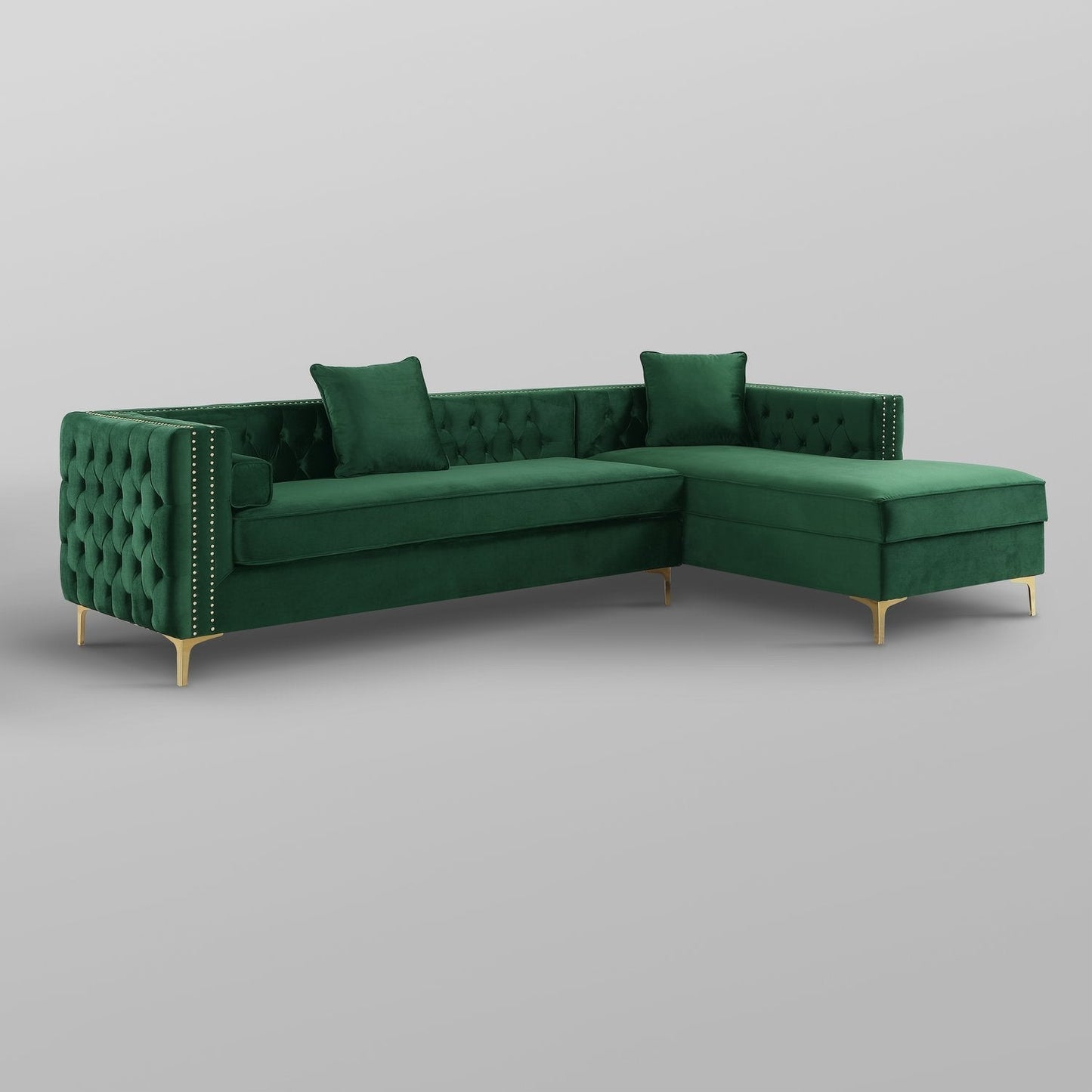 Giovanni Velvet Chaise Sectional Sofa with Storage