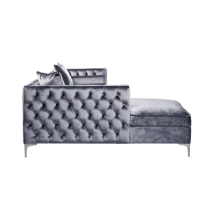 Giovanni Velvet Chaise Sectional Sofa with Storage