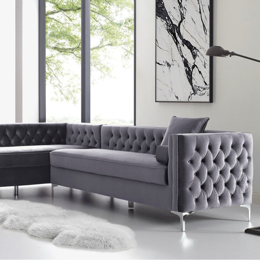 Giovanni Velvet Corner Sectional Sofa