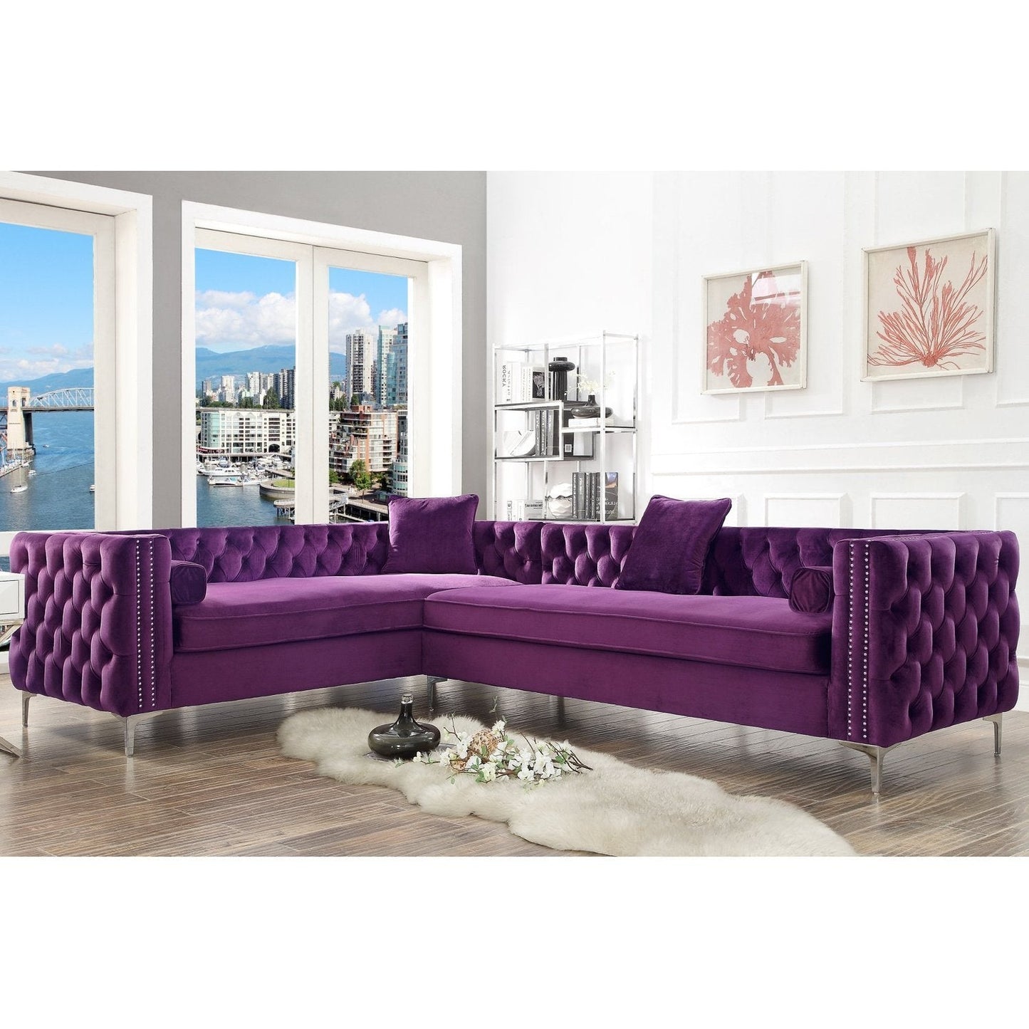 Giovanni Velvet Corner Sectional Sofa