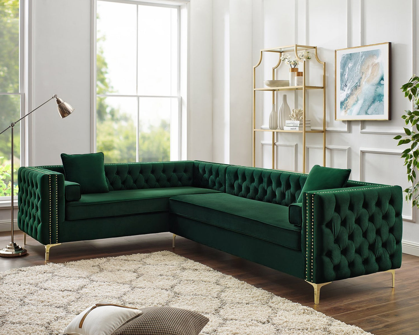 Giovanni Velvet Corner Sectional Sofa