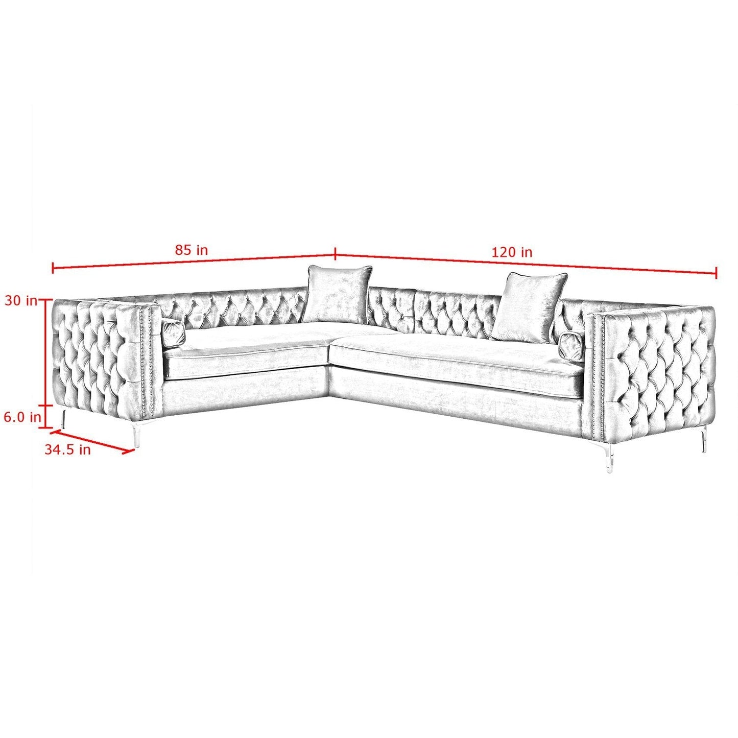 Giovanni Velvet Corner Sectional Sofa