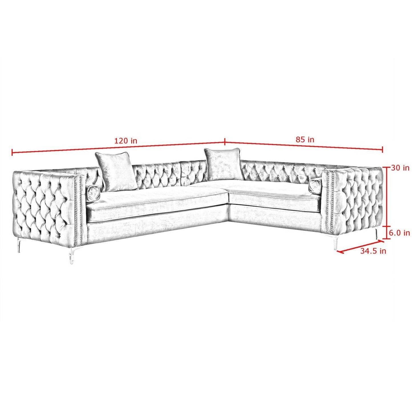 Giovanni Velvet Corner Sectional Sofa