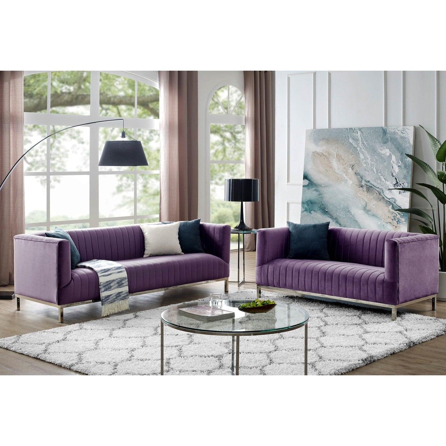 Sean Velvet 3-Seat Sofa