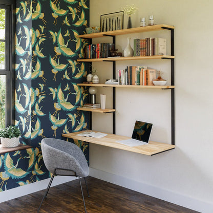 Floating Desk + 4 Shelves