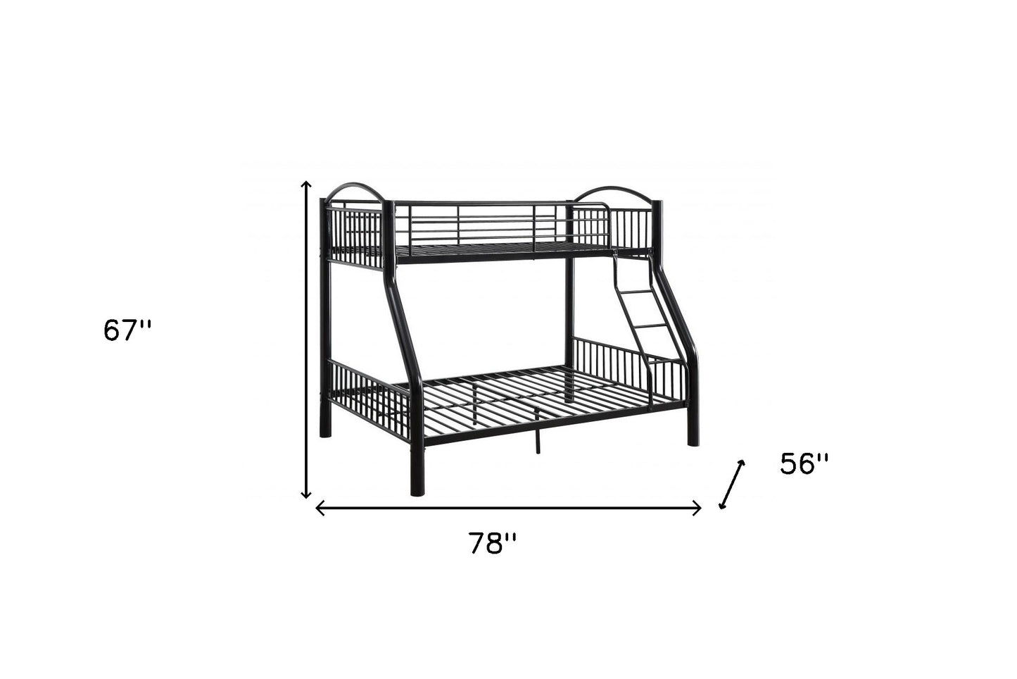 Black Traditional Twin Over Full Bunk Bed