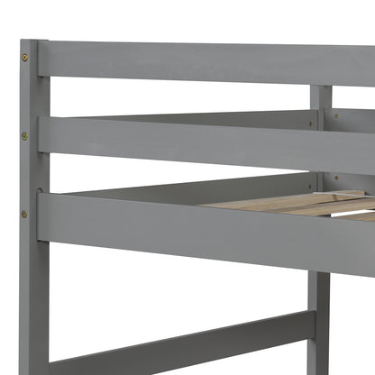 Gray Twin Over Twin Contemporary Bunk Bed With Stairs