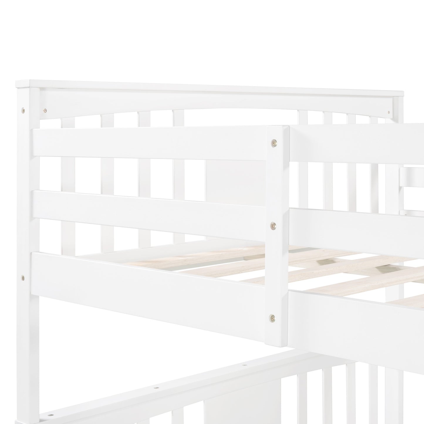 Modern White Full Over Full Bunk Bed with Two Drawers